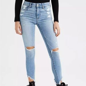 AE Ne(X)T Level High-Waisted Jegging Crop Distressed Blue Jeans